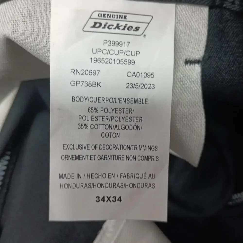 Dickies Loose‎ Fit Double Knee Work Pants Men's 34x34 Black Straight Leg